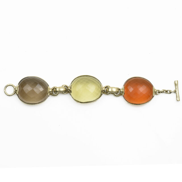 Three Large Stone and Chain Bracelet
