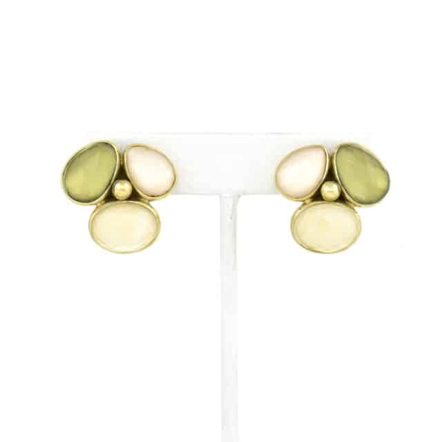 Three Stone and Ball Center Earring