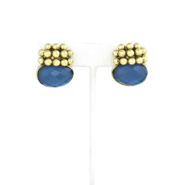 Ball Cluster With Stone Button Earring
