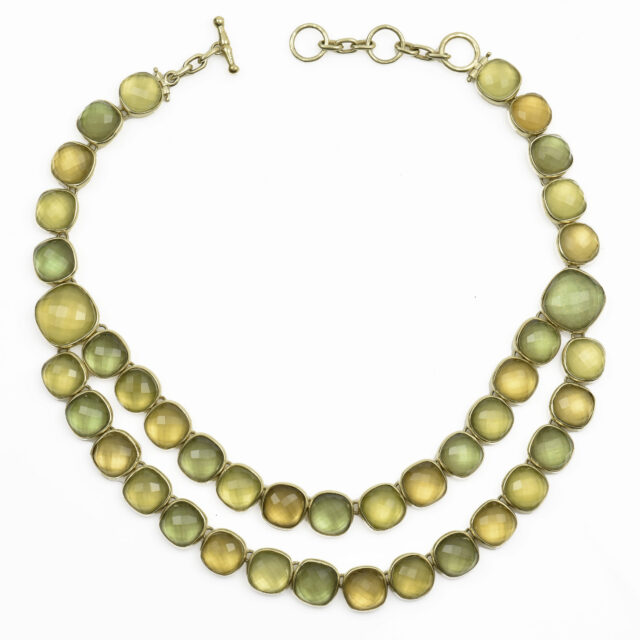 Double Strand Square Stone Necklace