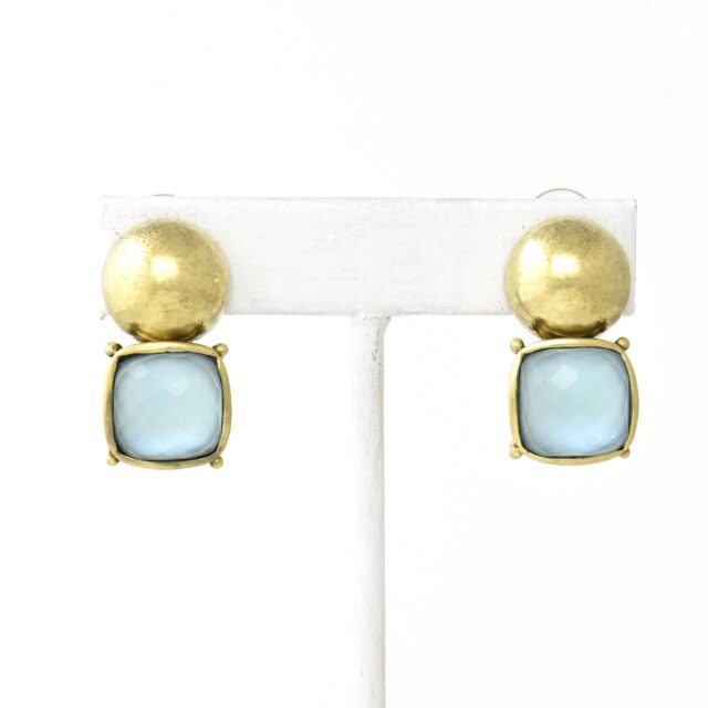 Square Stone on Bezel Drop Earring
