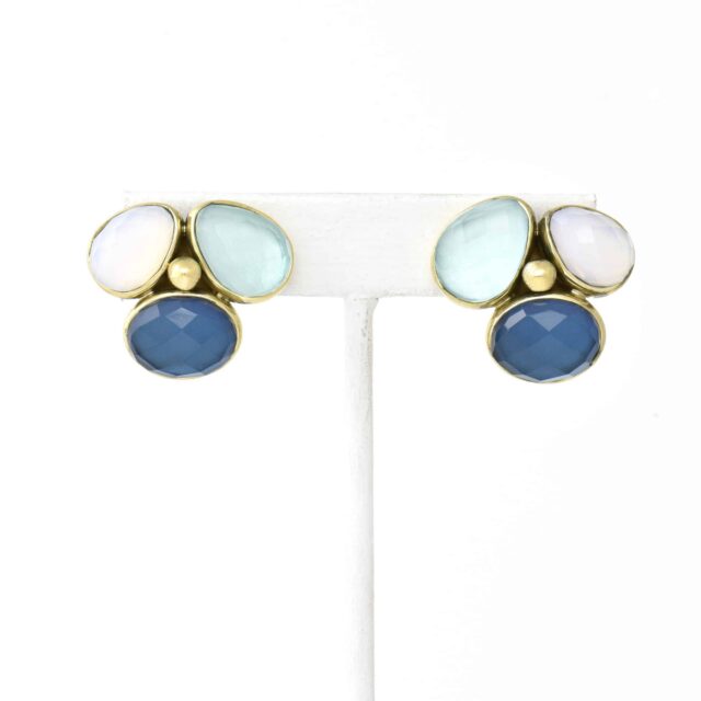 Three Stone and Ball Center Earring