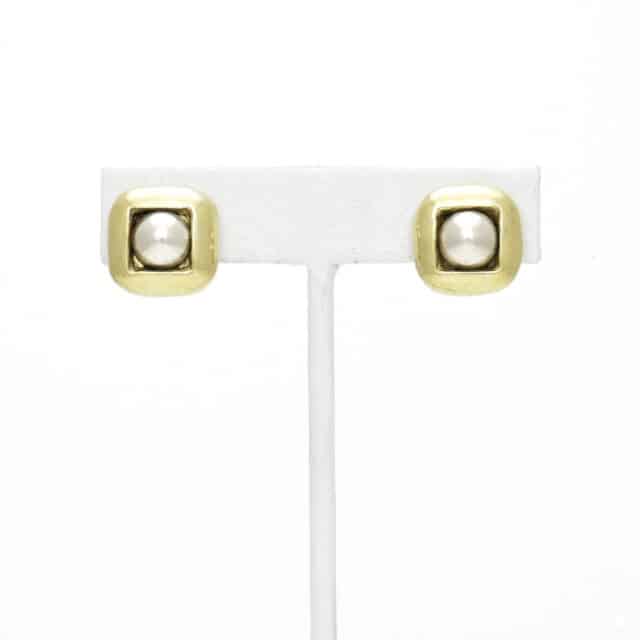 Two Tone Puffed Ball Center Earring