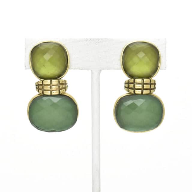 Two Stones on Line Bezel Earring