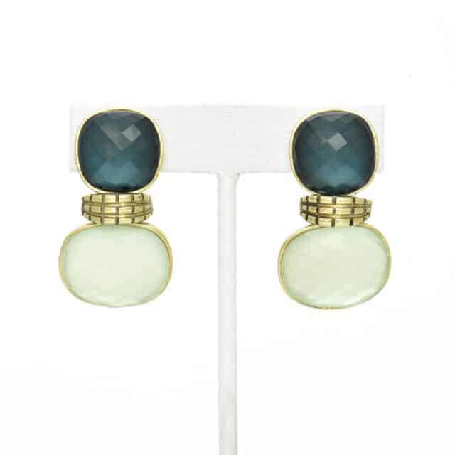 Two Stones on Line Bezel Earring