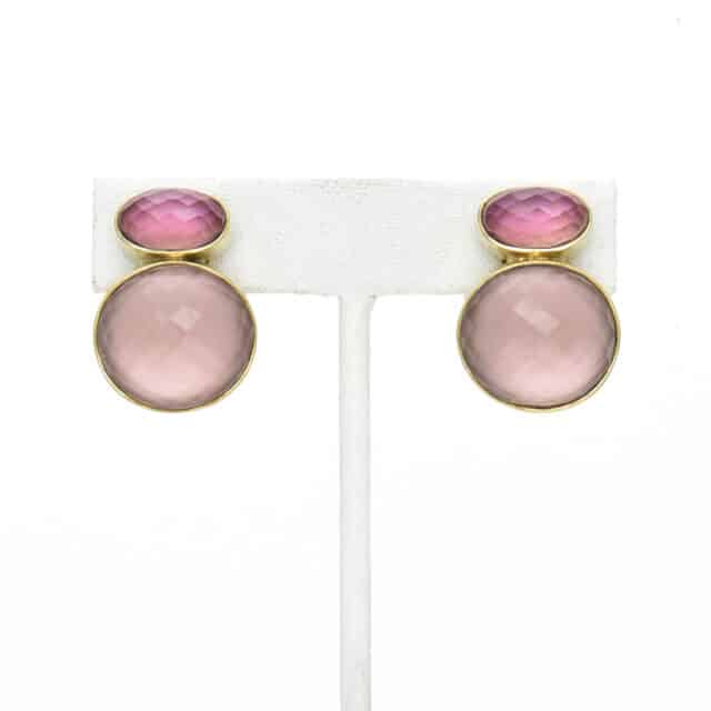 Double Circle Stone Earring Small (L:E6878)
