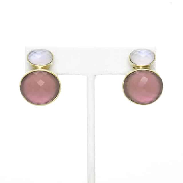 Double Circle Stone Earring Small (L:E6878)