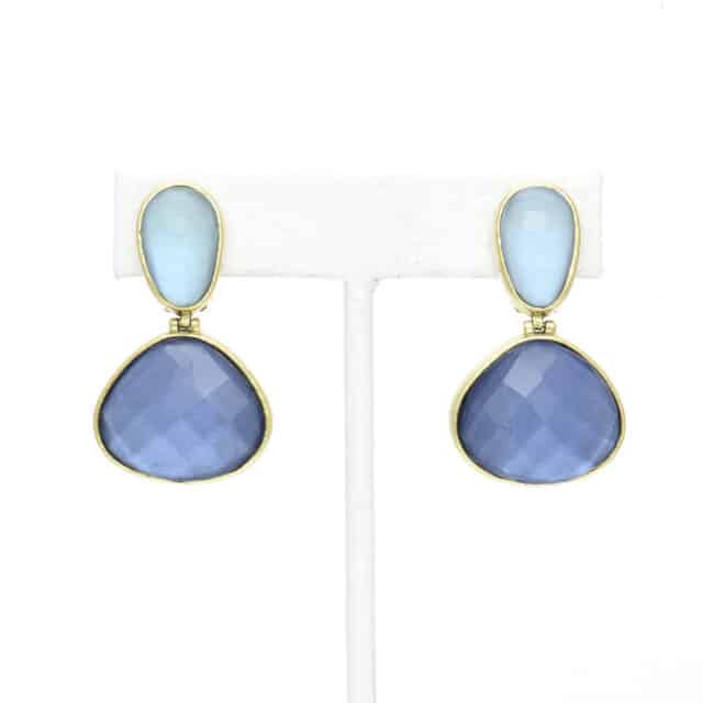 Double Stone Wide Bottom Earring