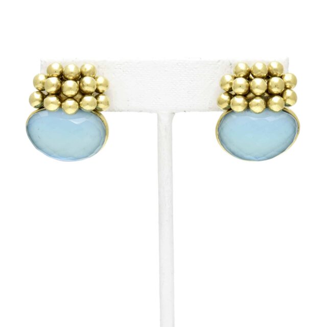 Ball Cluster With Stone Button Earring
