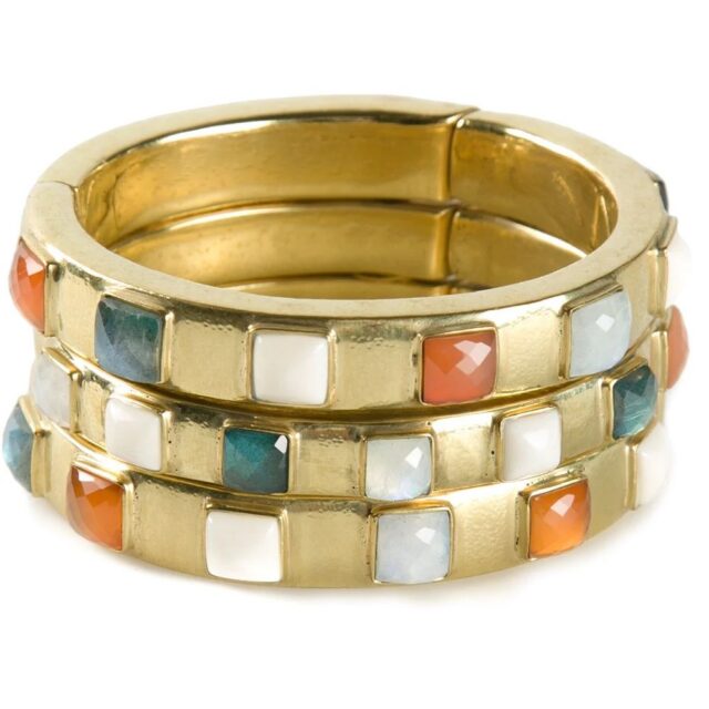 Triple Bangle With Square Stones