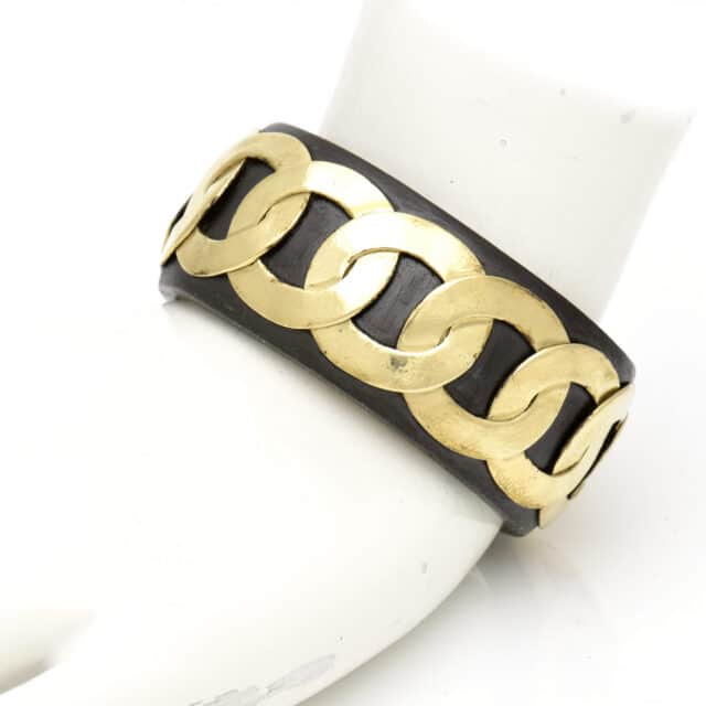 Steel with Gold Link Chain Bangle