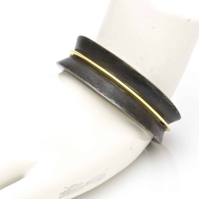 Steel Bangle with Single Gold Line