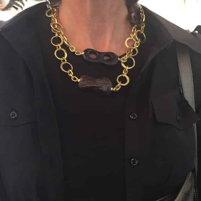 Long Necklace with Wood Designs