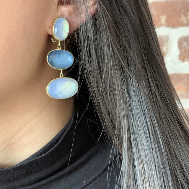 Triple Oval Stone Drop Earring