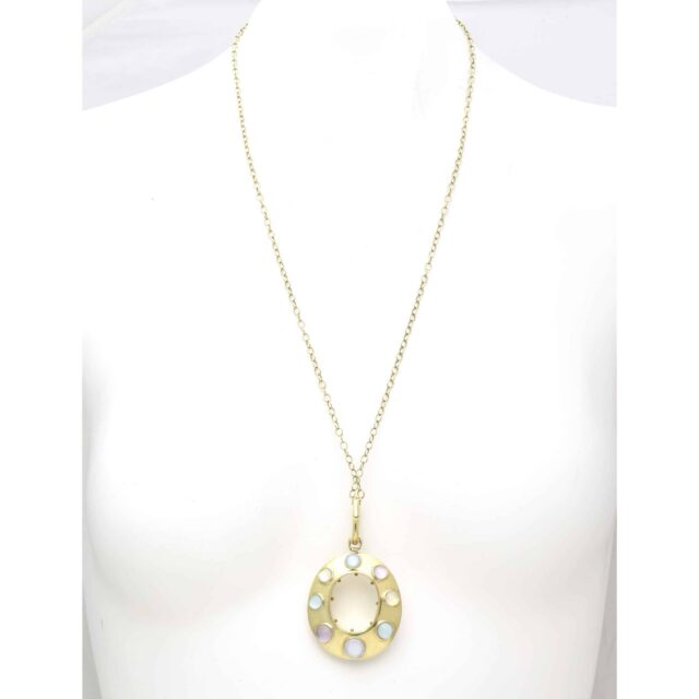 Open Oval Pendant with Double Sided Round Stones