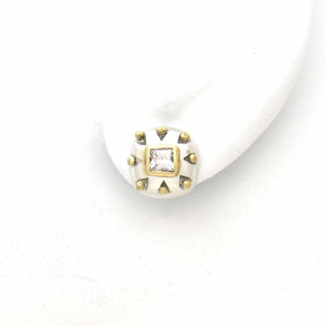 Soft Square Stud with Balls and Square Stone