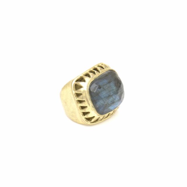 Large Stone Ring with Sun Ray Bezel