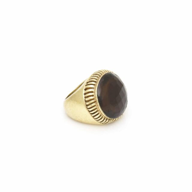 Large Stone Ring with Linear Ray Bezel