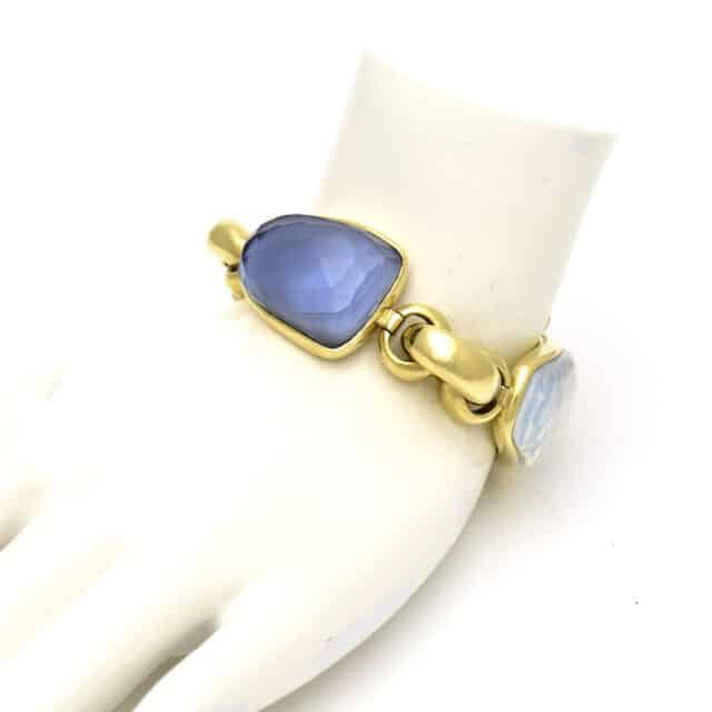 Three stones with Hoop Links Bracelet