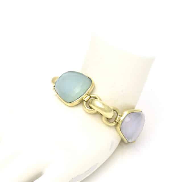 Three stones with Hoop Links Bracelet