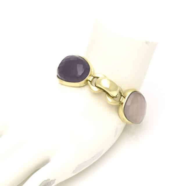 Medium Triple Stone w/ Hoop Link Bracelet