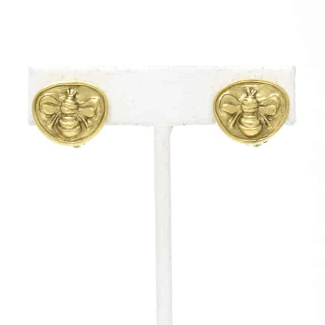 Small Oval Bee Earring with Bezel