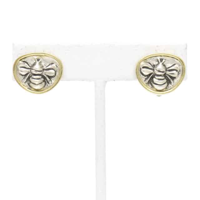 Small Oval Bee Earring with Bezel