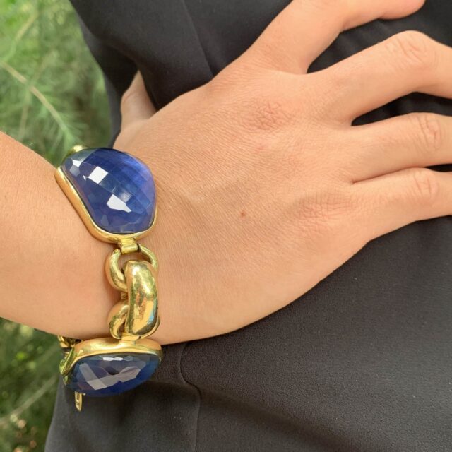 Three stones with Hoop Links Bracelet