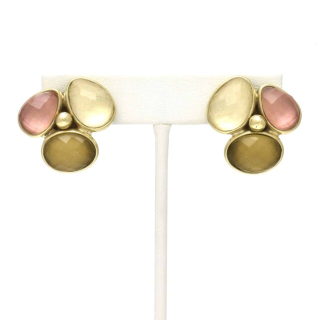 Three Stone and Ball Center Earring
