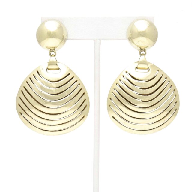 Big Round Drop with Cut Lines Earring