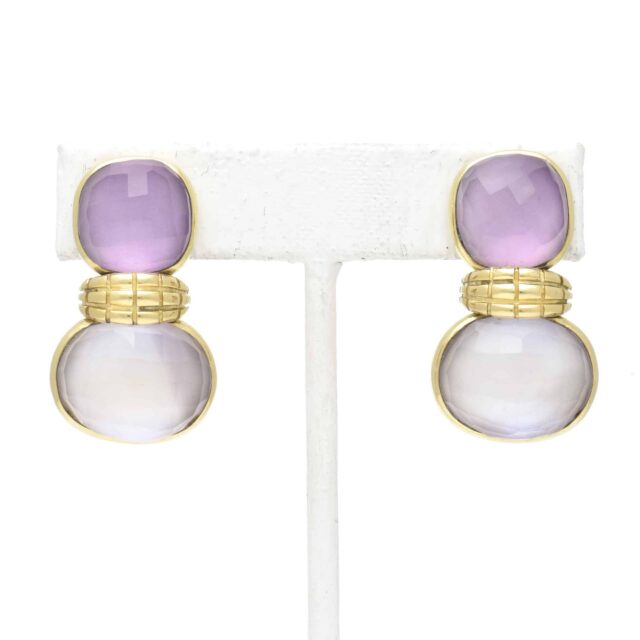 Two Stones on Line Bezel Earring
