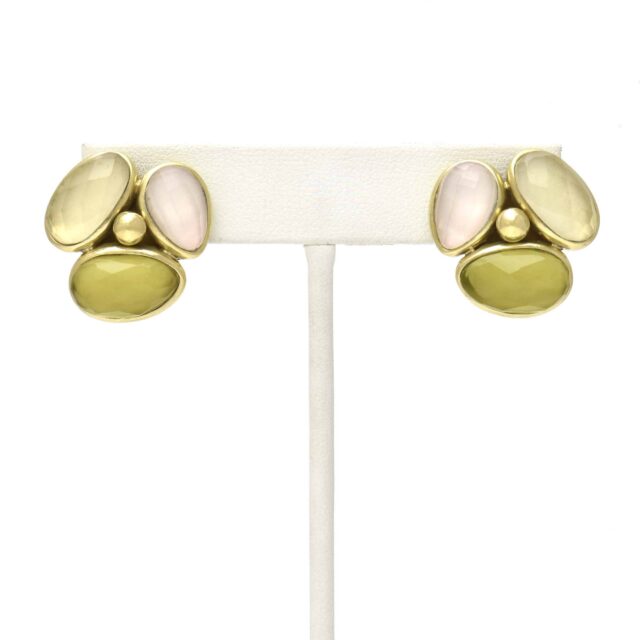 Three Stone and Ball Center Earring