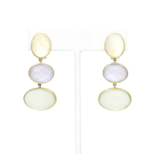 Triple Oval Stone Drop Earring