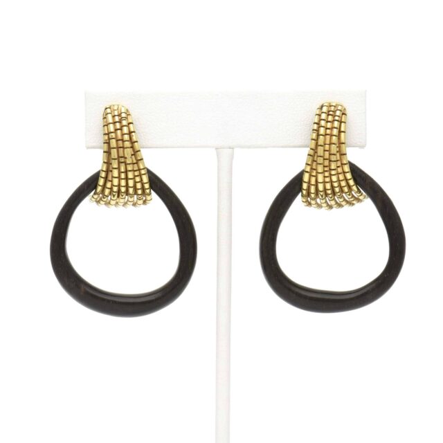 Multi Banded Top Wood Drop Earring