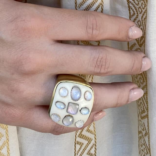 Soft Bone Square with set Stones