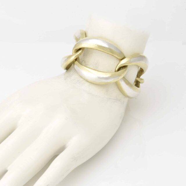 Two Tone Large Link Chain Bracelet with Silver Top