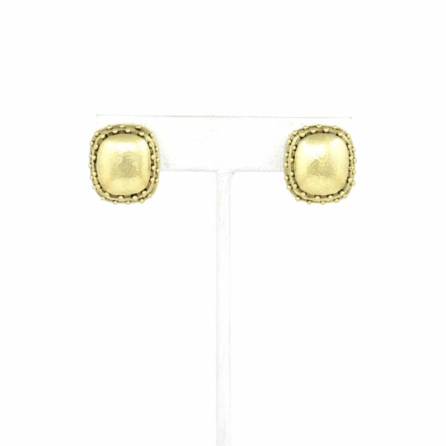 Dual Layered Beaded Side Square Button Earring