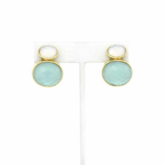 Double Circle Stone Earring Small (L:E6878)