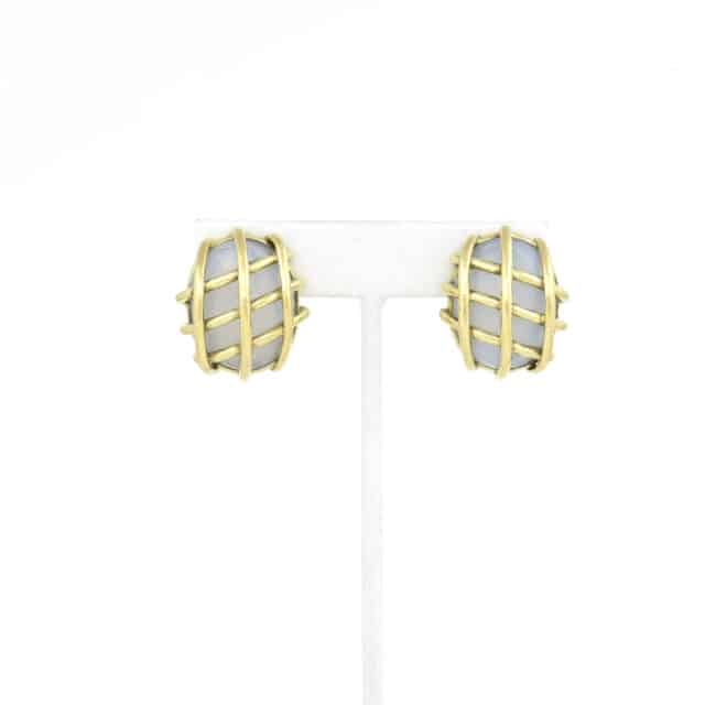 Caged Oval Stone Earring