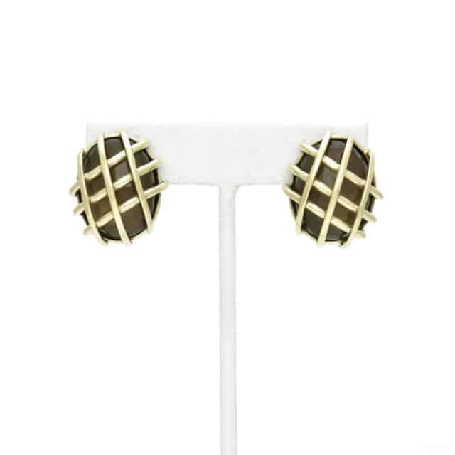 Caged Oval Stone Earring