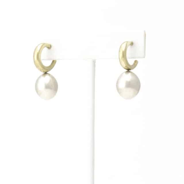 Two Tone Ring with Coffee Bean Drop Earring