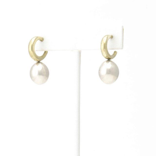 Two Tone Ring with Coffee Bean Drop Earring