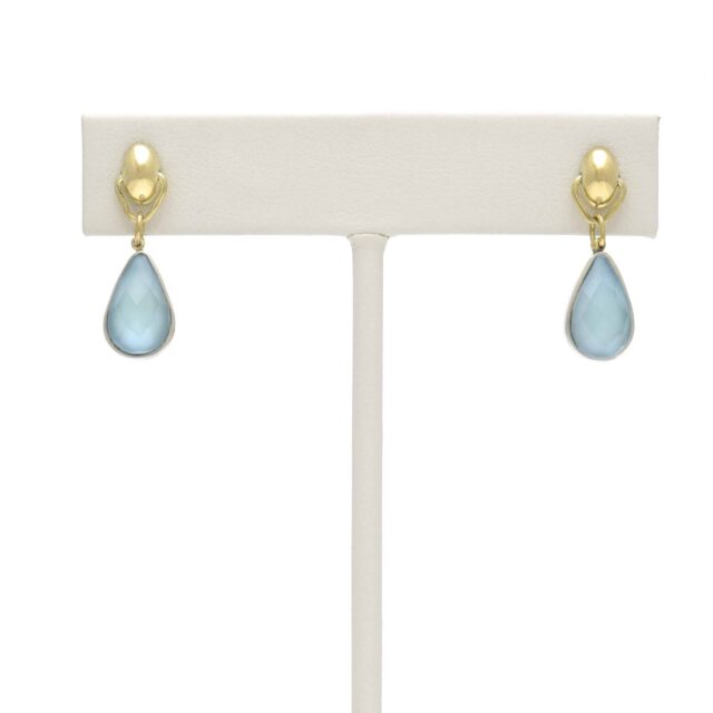Silver Pod Reversible Light Blue Stone Drop on Pod Top