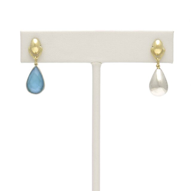 Silver Pod Reversible Blue Stone Drop on Pod Top