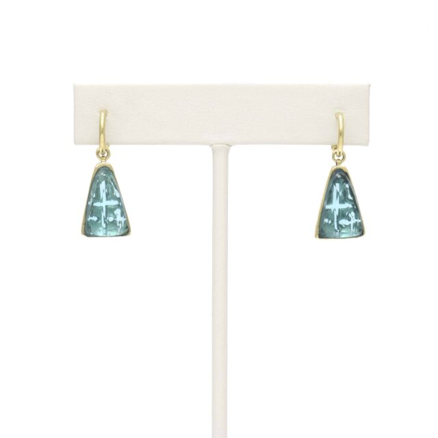 Triangular Engraved Reversible Blue Stone Drop on Ring Top