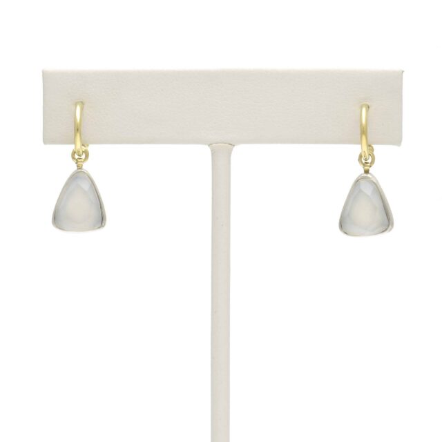 Soft Silver Triangle w/ Reversible White Stones on Hoop