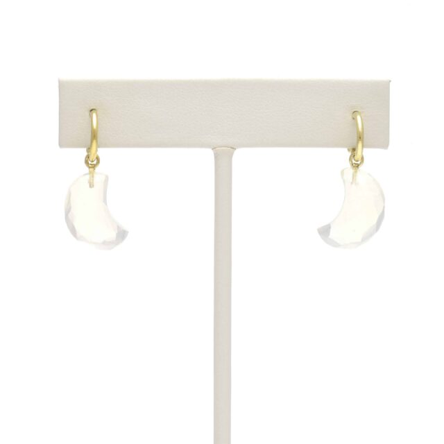 Crescent Stone Drop on Hoop Top