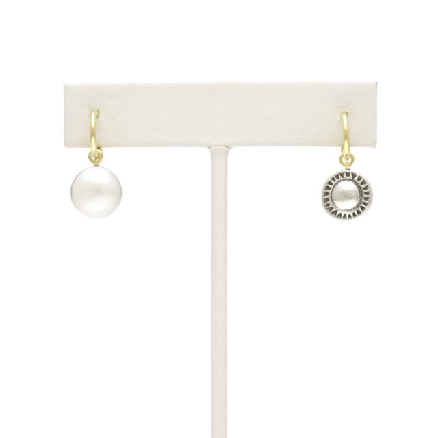 Silver Sun Reversible Pearl Drop on Hoop Top