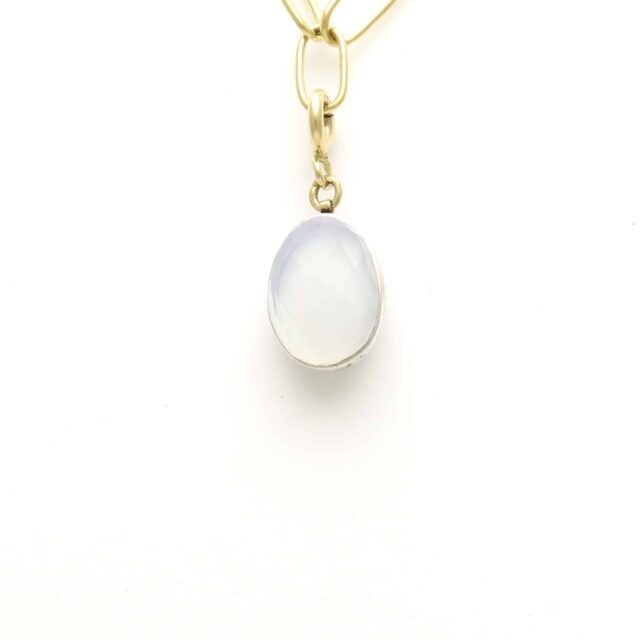 Reversible Silver Oval with White Stone
