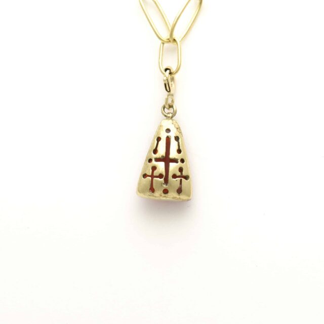 Triangular Engraved Reversible Red Stone Charm